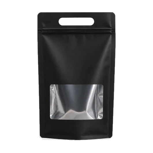 Black Metallic Stand-Up Bag With Window