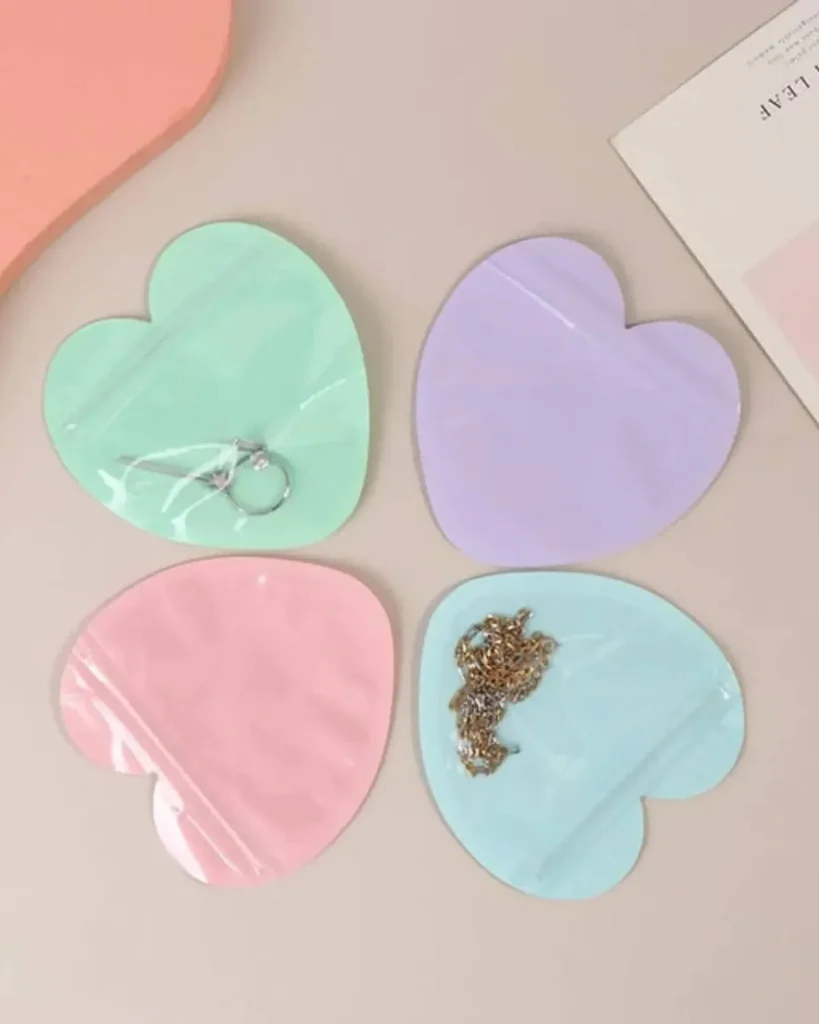 Pastel heart zipper pouches